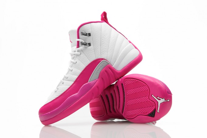 pink-air-jordan-12s Girls Air Jordan 12 Pink White